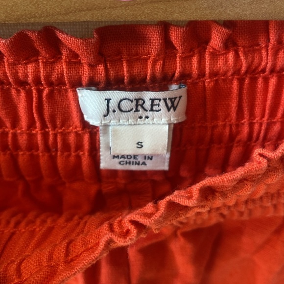 J.CREW Short Women's Size Small Red Orange Smocked Waist Linen Blend Drawstring - Picture 3 of 6
